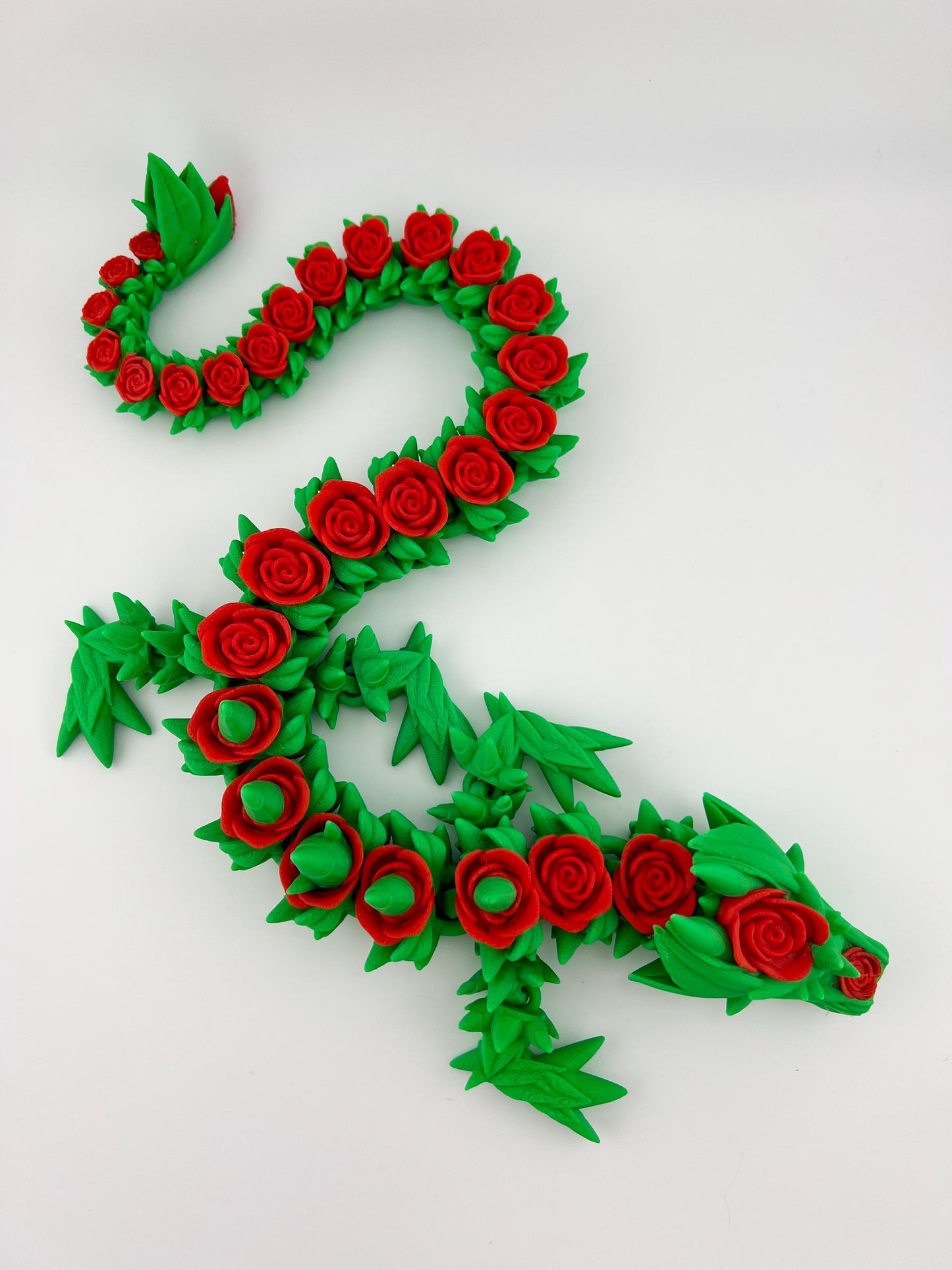 Custom 3D Printed Articulated Rose Dragon - Choose Your Colors, 21 Inches of Dynamic Fantasy Art, Perfect Gift for Dragon Lovers