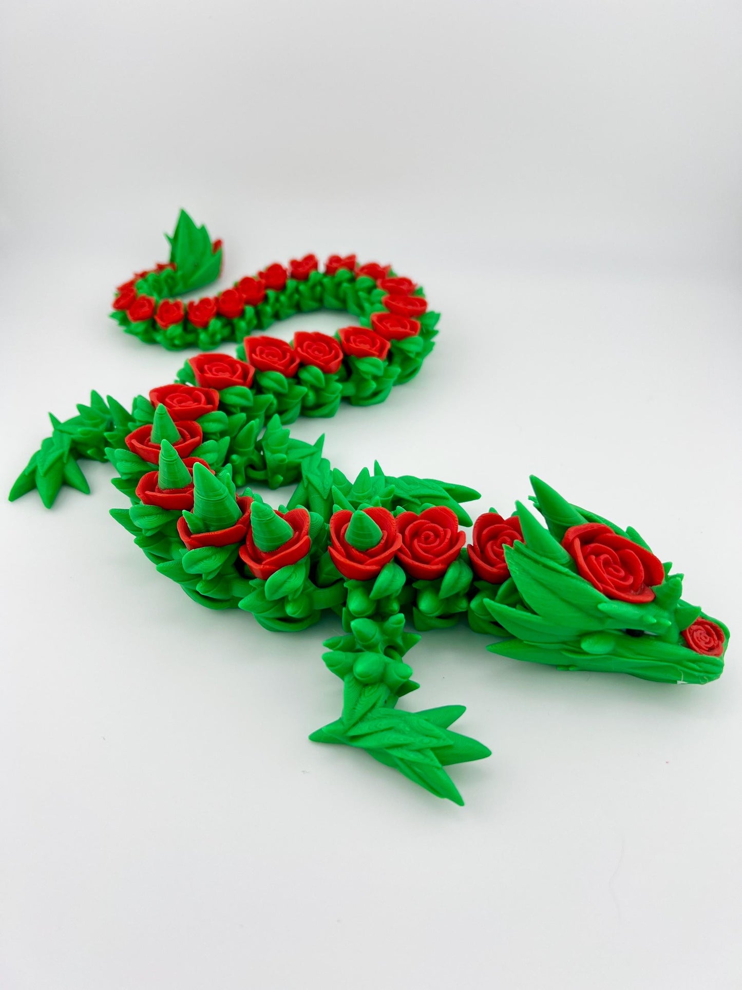 Articulated Red/Green Rose Dragon - 3D Printed