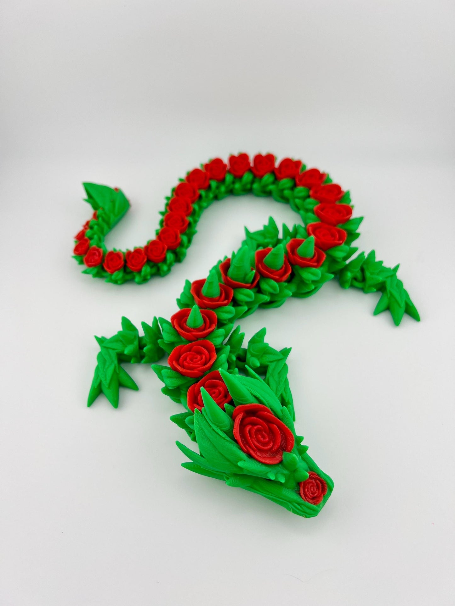 Articulated Red/Green Rose Dragon - 3D Printed