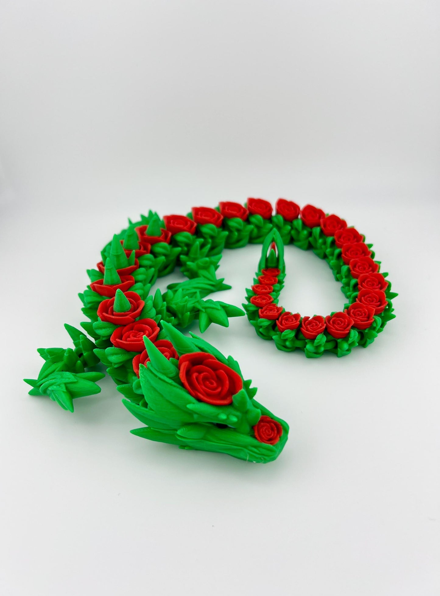 Articulated Red/Green Rose Dragon - 3D Printed